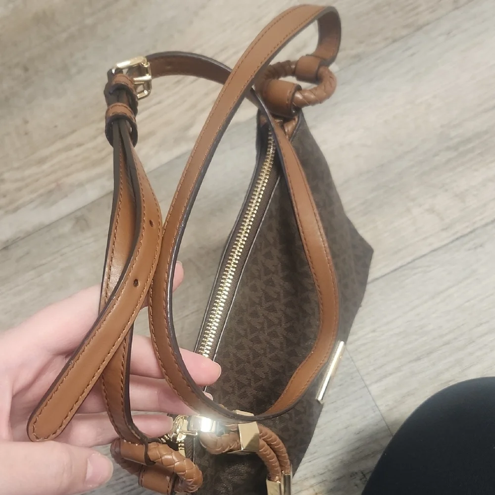 Michael Kors Dark Brown and Tan Crossbody Bag